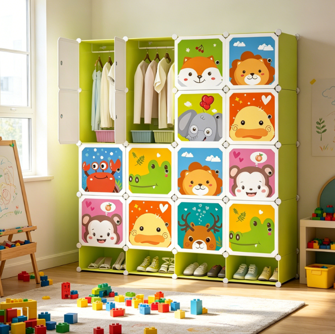Kids Modular Wardrobe, 20 Units, 157x140 cm